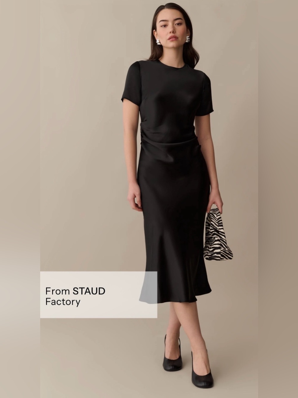 o.p.t. Nessa Dress Small Black NWT STAUD Factory Silky Midi